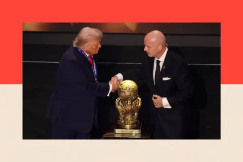 PA Wire Donald Trump is presented with the inaugural FIFA Peace Prize award by FIFA President Gianni Infantino 