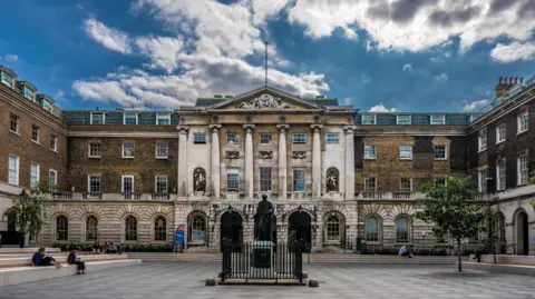 Getty Images King's College University in London - stock photo. This is King's College University, an historic university which is highly ranked on August 22, 2019 in London