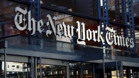 Reuters New York Times sign on the front of the newspaper's building in Manhattan (file photo)