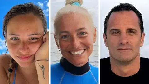 Instagram/University of Genoa/Albatros Top Boat Two women and a man on the right - a composite image of three of the victims of a diving tragedy in Italy