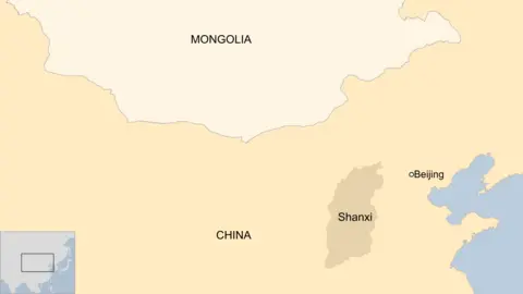A map showing the location of Shanxi province in China
