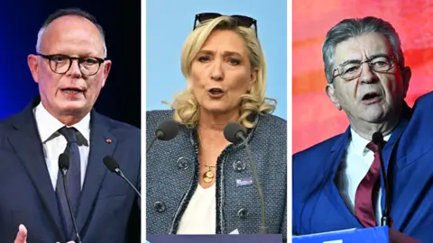 Getty Images A composite image of three French politicians - with one woman flanked by two men