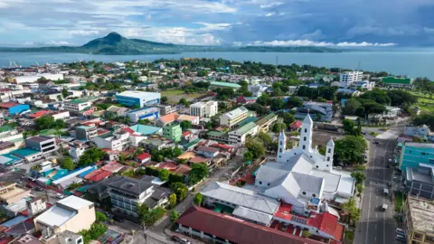 Getty Images Aerial shot of Tacloban city in the Visayas region of the Philippines