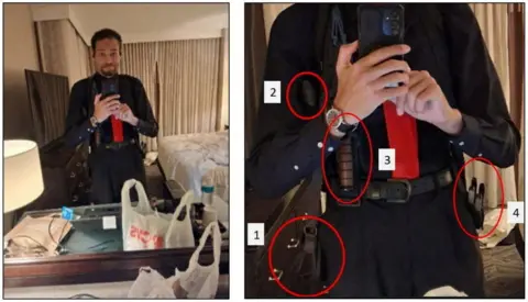 US Department Of Justice Cole Tomas Allen, the suspect in the shooting incident in Washington at the annual White House Correspondents' Association dinner, appears in a selfie picture in a composite handout image released on April 29, 2026