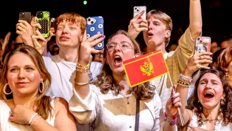 Shutterstock Eurovision fans at AFAS Live during Eurovision in Concert. During the concert, various participants perform their entries for the Song Contest on 11 April 2026.
