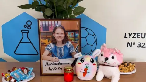 Facebook/Kyiv Lyceum 323 A picture of a girl and some cuddly toys