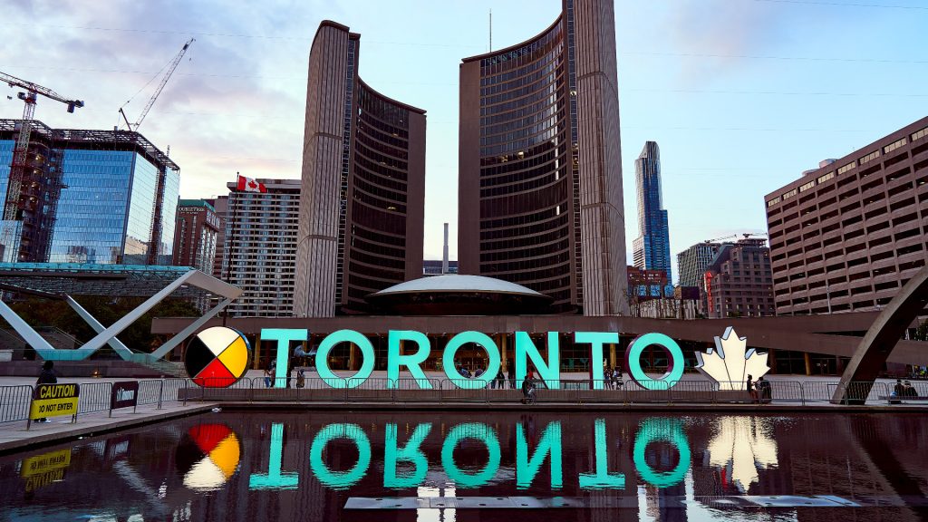 Nathan Phillips Square Toronto sign City Hall