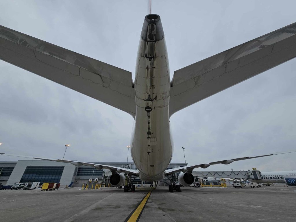 Damage to an Air France airbus after it dragged its tail on the runway at Toronto Pearson Airport after a landing rate warning on Sunday.