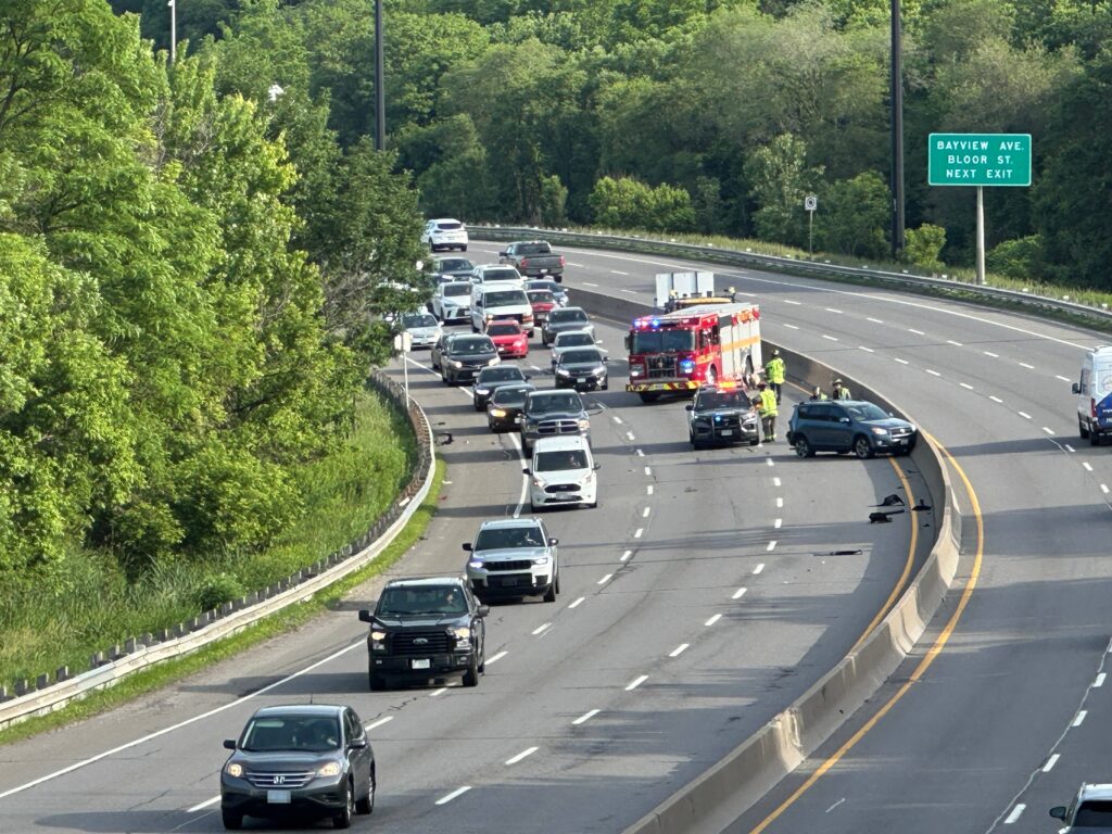 One of two collisions on the Don Valley Parkway on June 16, 2026