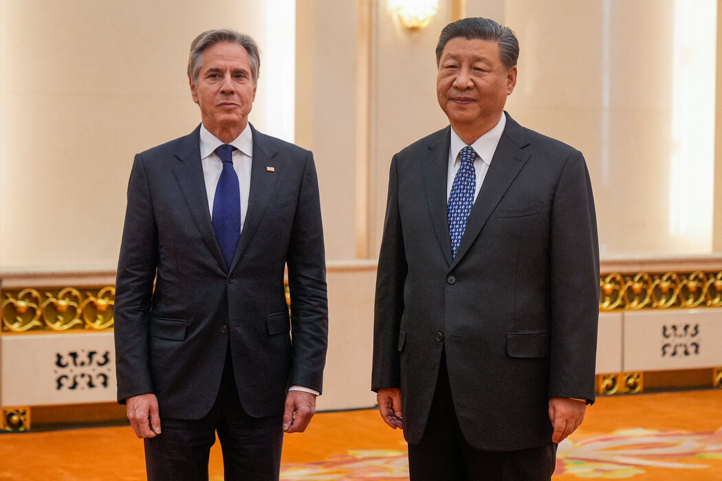 美國國務卿布林肯與中國國家主席習近平上週五在北京。