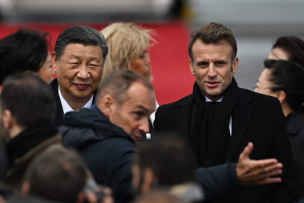 習近平與法國總統馬克宏,攝於上週二。法國是習近平歐洲三國之行的第一站。