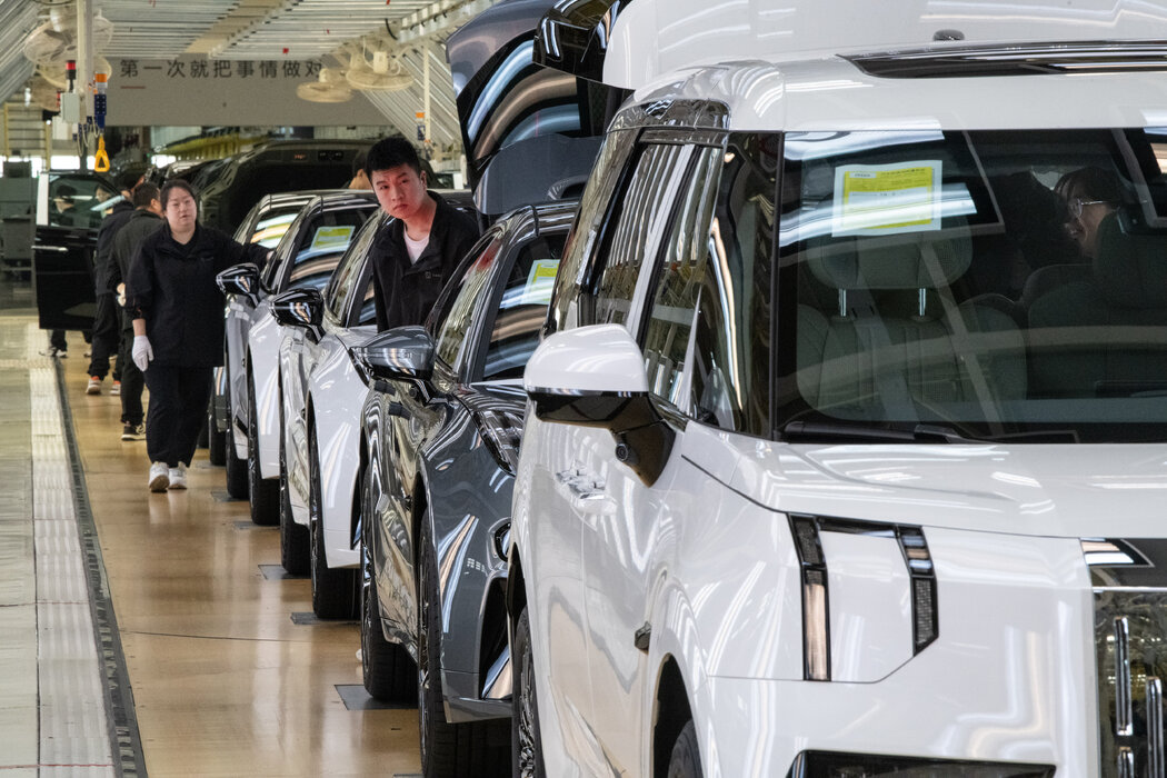 中國的電動汽車裝配線。歐洲進口的電動汽車中約有37%來自中國。