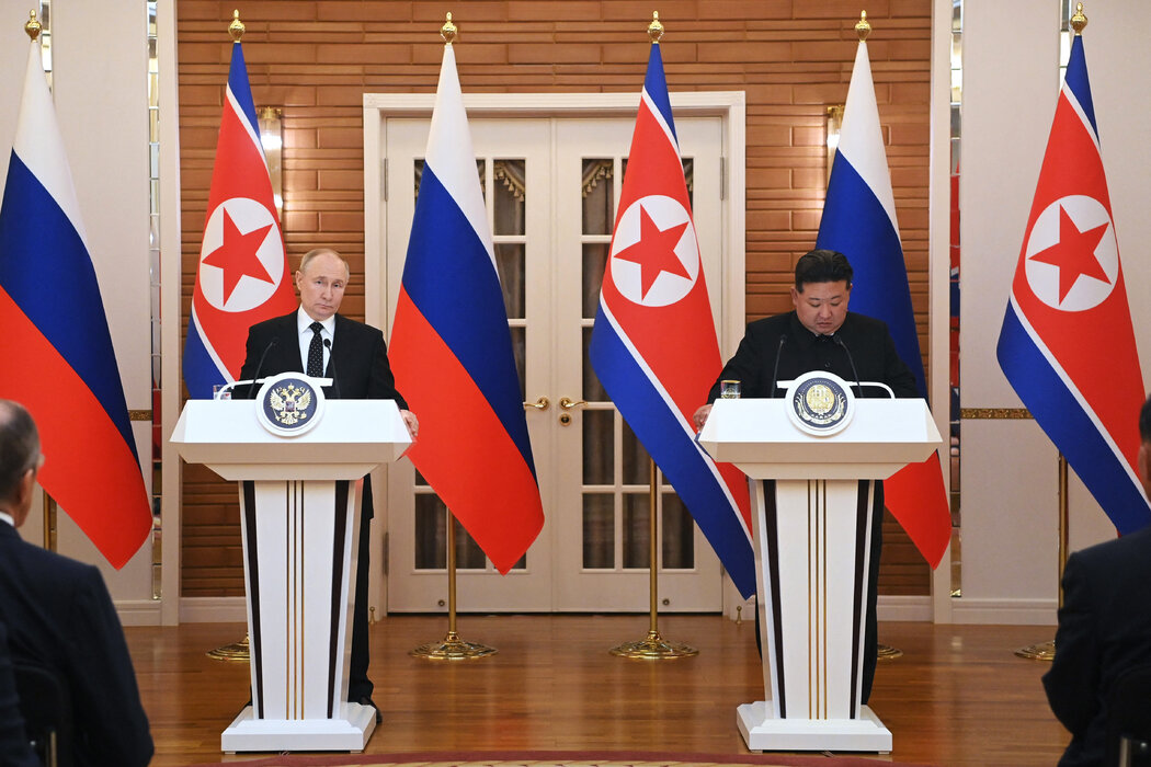 週三，俄羅斯總統普丁和朝鮮領導人金正恩在平壤。