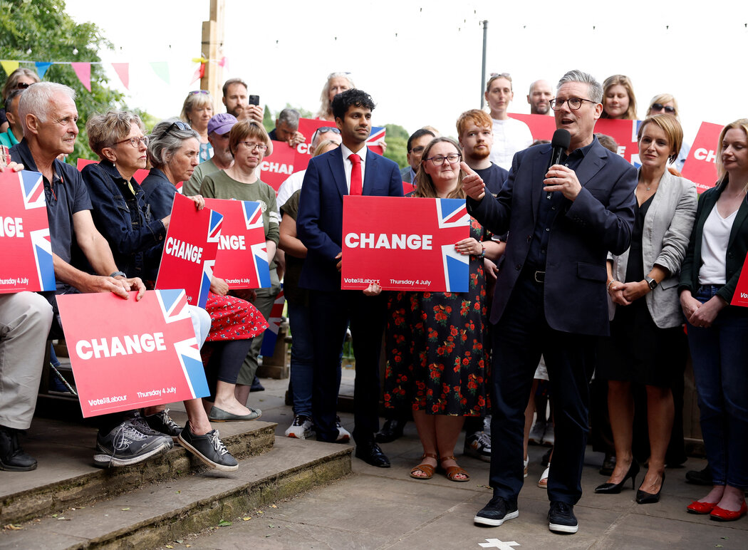 工黨領袖基爾·斯塔默上週出席英格蘭柴郡的一場競選活動。