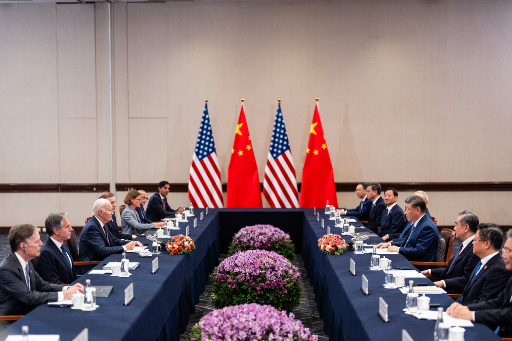 週六，秘魯利馬，拜登總統和中國領導人習近平舉行會談。