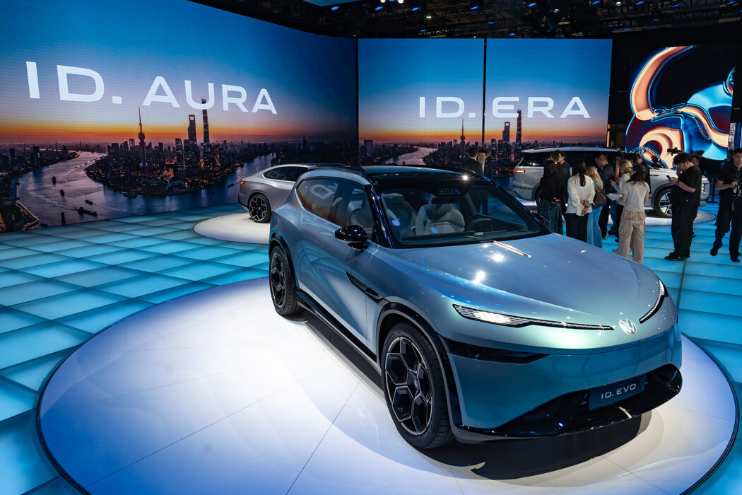 上海車展上展示的大眾汽車。歐洲汽車製造商在中國的市場份額已經下降。