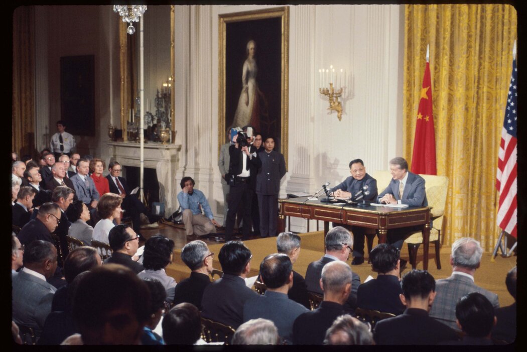 1979 年，鄧小平和美國總統吉米·卡特在華盛頓。