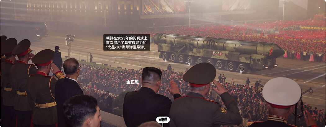 平壤的朝鮮戰爭結束70週年閱兵式,2023年7月