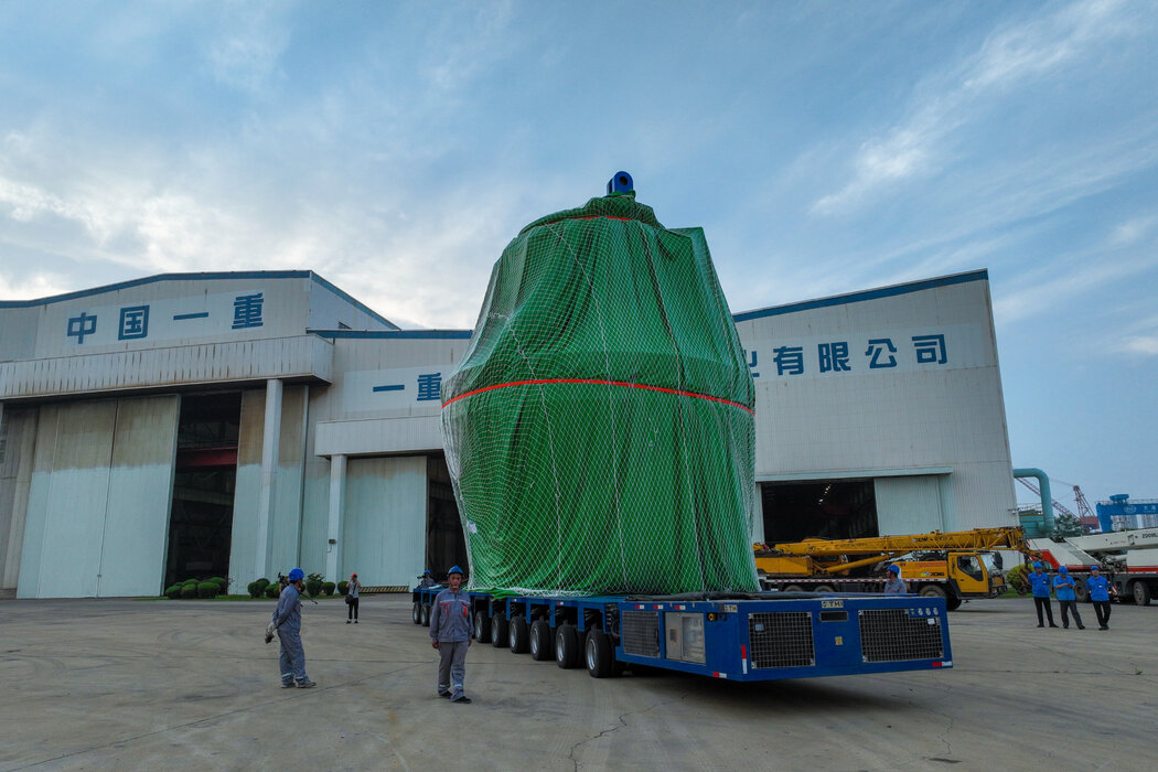 多功能模塊化小型壓水堆ACP100(又稱「玲瓏一號」)的一個核心模塊。這種新的核電原型機已於2023年在遼寧投入使用。