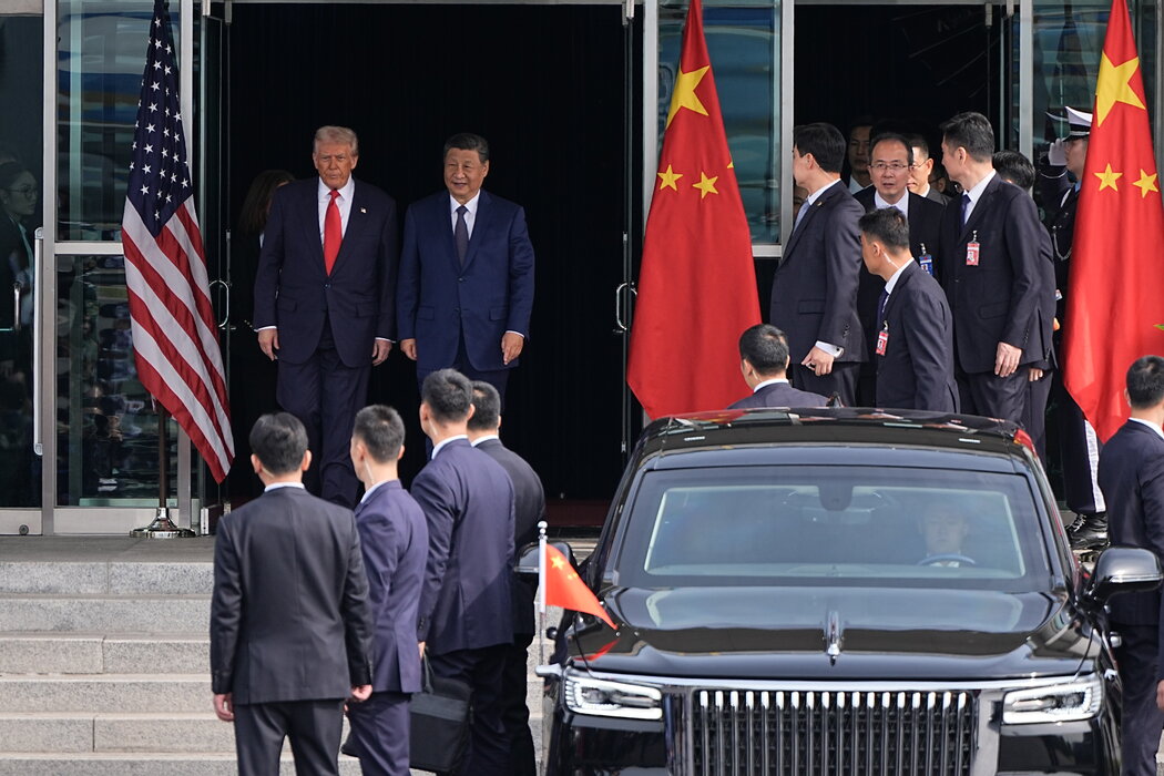 川普總統與中國國家主席習近平上個月於韓國。