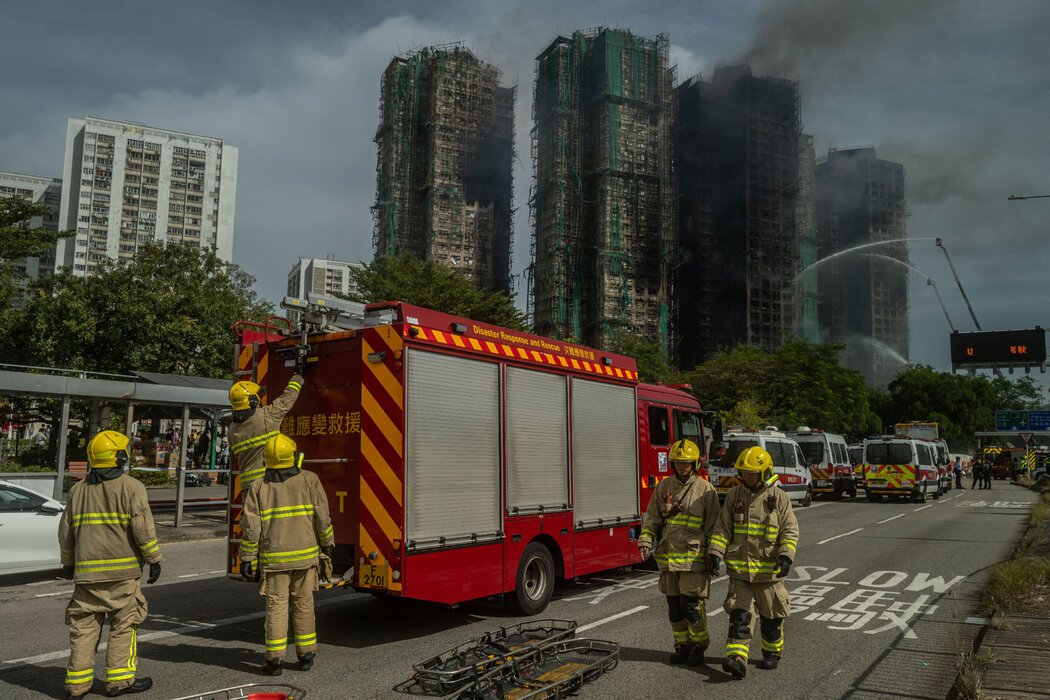 香港大埔火災現場。