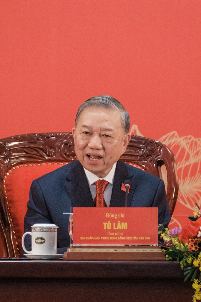 1月，越南最高領導人蘇林在越共第十四次全國代表大會後在河內舉行的新聞發布會上。