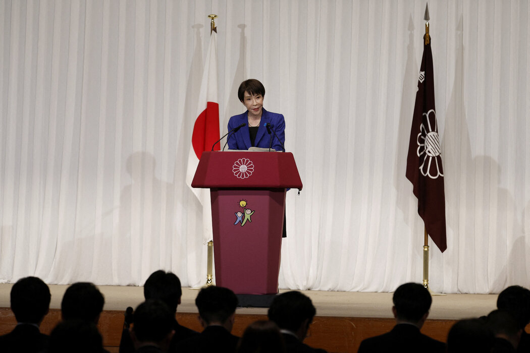 週一，日本首相高市早苗在東京舉行的記者會上。