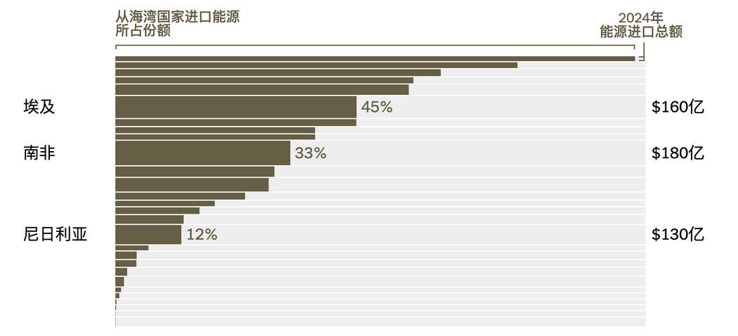 註:僅顯示從海灣國家進口能源的國家。