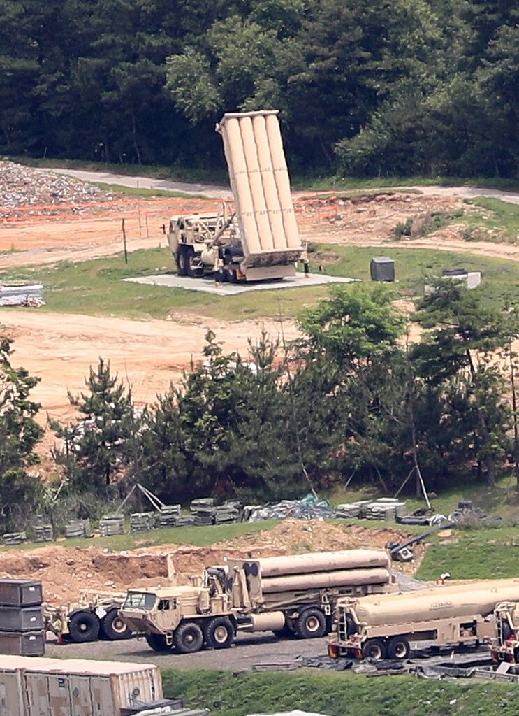 位於韓國星州的「薩德」系統發射車。「愛國者」導彈和「薩德」系統的攔截彈已被調往中東。