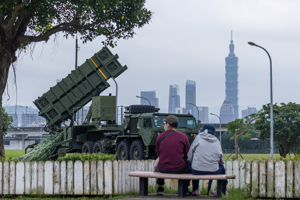 去年在台北舉行的軍事演習中展示的「愛國者」導彈系統。