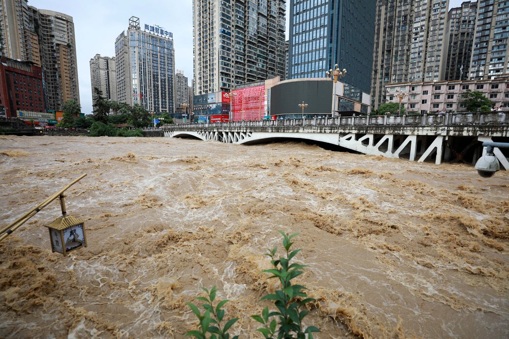 週二，貴州都勻市遭遇強降雨後發生洪澇災害。