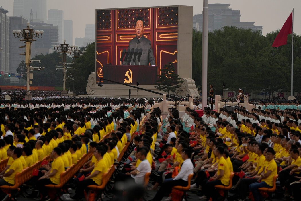 中國最高領導人習近平於2021年在慶祝中國共產黨成立100週年紀念活動上講話。