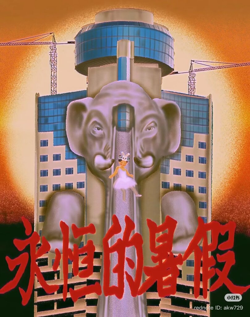 艾可薇的作品,寫著「永恆的暑假」。