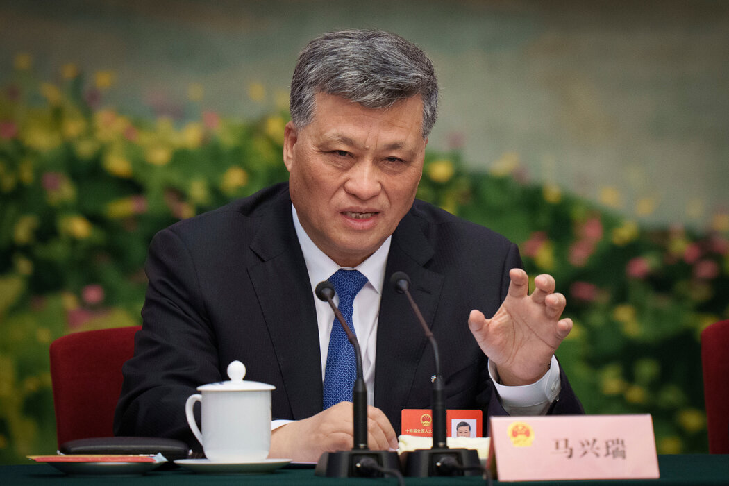 馬興瑞去年在北京的一次會議上。他在落馬前曾擔任新疆維吾爾自治區黨委書記。 