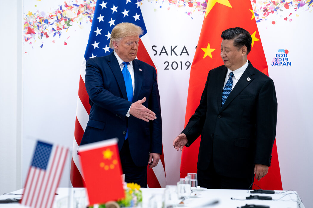 2019年在日本舉行的二十國集團峰會期間，川普總統與中國國家主席習近平舉行雙邊會晤。