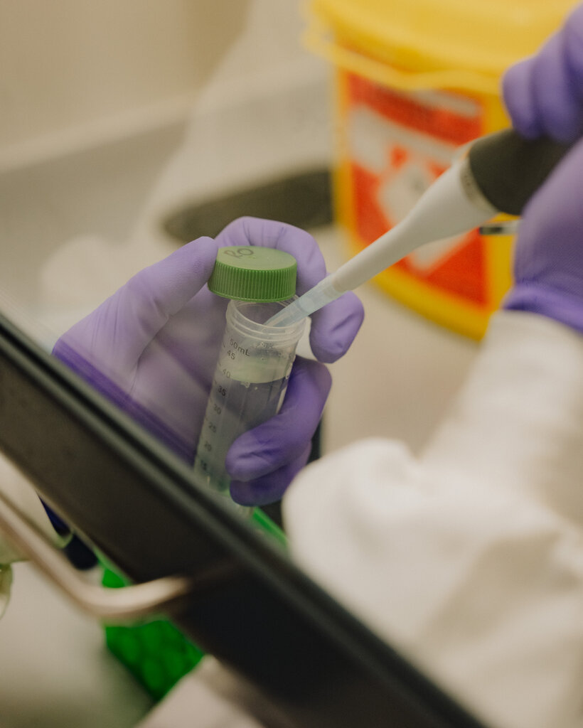 在C3 Biotech的實驗室抽取樣品。