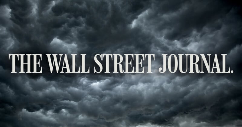 Dark storm clouds fill the sky with “THE WALL STREET JOURNAL.” written in large, bold white letters across the center of the image.