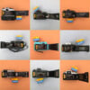 A grid of nine photos showing various 35mm film cameras with their backs open, each accompanied by a box of Kodak UltraMax 400 film.