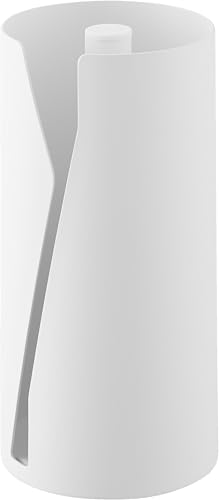 山崎實業(Yamazaki) 單手切割 隱藏式 直立型廚房紙巾架 白色 W12×D12×H24.7cm tower系列 直立使用節省空間 10039