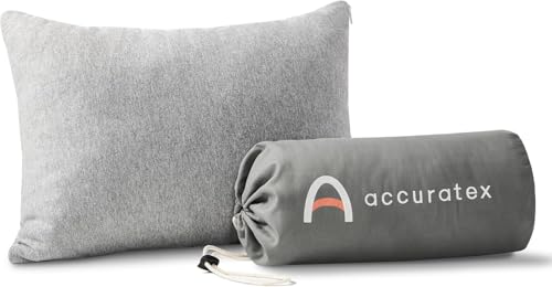 ACCURATEX キャンプ枕 アウトドア 100%コットン 洗える 旅行用枕 キャンプ用ピロー 収納袋付き 携帯枕 超軽量 車中泊 (グレー)