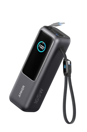 Anker Power Bank (25000mAh, Built-In & 巻取り式USB-Cケーブル) ブラック