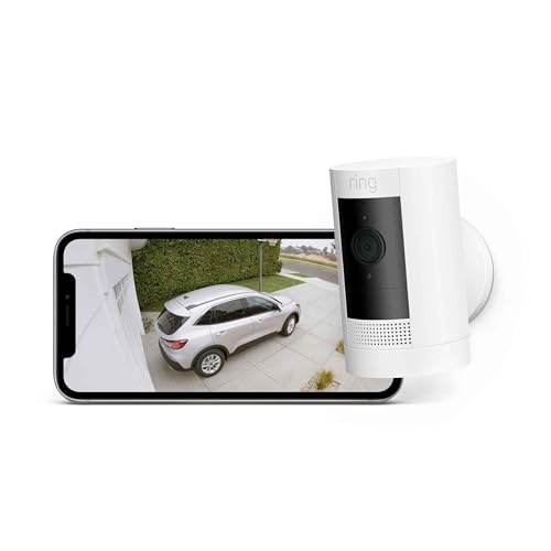 【2023年度 Good Design Award 獲獎】Ring Stick Up Cam Battery (Ring 插入式攝影機 電池版) | 出門在外也能守護,室內、戶外皆可使用的充電式安全攝影機,附設備盜竊補償 – 白色 | Ring Home 方案 30 天免費體驗