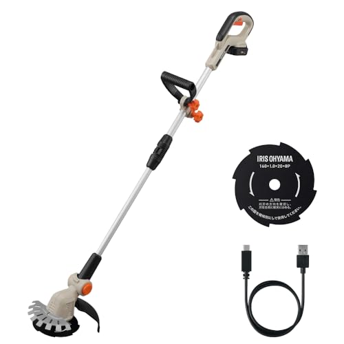 IRIS OHYAMA 充電式割草機 160mm 10.8V 金屬刀片 輕量 2.0kg Type-C充電式 附電池 充電式割草機 JGT16010TC 沙褐色