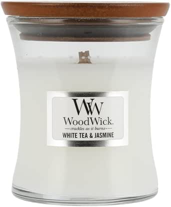 【 伍德威克 】 WoodWick 香薰蠟燭 罐 S 98062 白茶和茉莉花 White Tea & Jasmine 蠟燭 香薰 蠟燭 香氛 禮品 噼啪聲 時尚 Mini Hourglass [並行進口品]