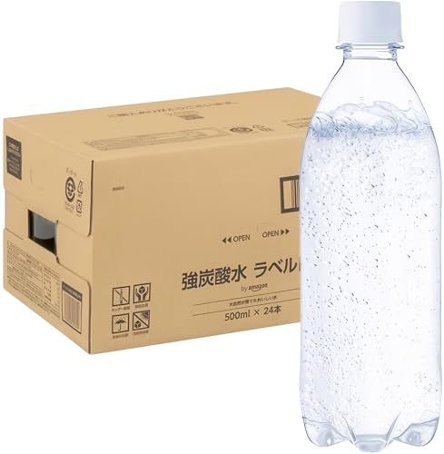 by Amazon 炭酸水 ラベルレス 500ml ×24本 強炭酸水 ペットボトル 500ミリリットル (Smart Basic)