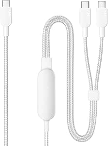 Anker USB-C & USB-C 電纜 (2合1, 140W) 快速充電 USB 2.0 iPhone 16 / 15 GalaxyS24 / S23 MacBook Air/Pro iPad 其他對應(1.2m 白色)