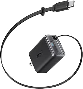 安克 Nano 充電器 (35W, 卷式 USB-C 資料線) 黑色 USB PD USB-C 快速充電器【PSE 技術標準符合】適用於 iPhone 17 系列 MacBook Air Galaxy Android 智慧手機 膝上型電腦 其他各種裝置