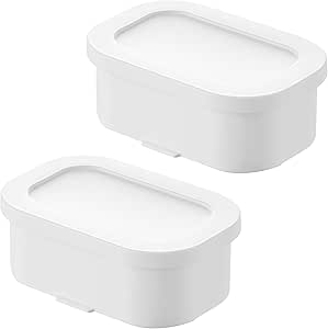 山崎実業(Yamazaki) 溫まりやすい 立つ 冷凍ごはん容器 S 2個組 ホワイト W12×D8×H4.4cm(1つあたり) タワー tower ザル付き 電子レンジ 冷凍庫 食洗機対応 立てて収納 10631