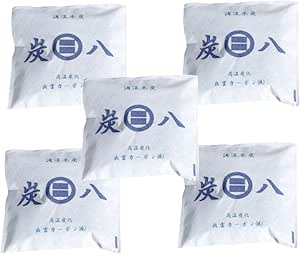 出雲碳 炭八 單層小袋 5袋套裝 19釐米×19釐米×4釐米 容量 700毫升 無紡布調溼木炭 溼氣除溼 炭 八 [60]