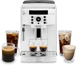德龍 (De'Longhi) 全自動咖啡機 Magnifica S ECAM22112W 咖啡機 濃縮咖啡機 冰咖啡 全2選單 配備Café de Japon功能 從豆子研磨到鮮磨 簡單清潔 手動奶泡器 [白色] 德龍家庭註冊即享3年保修